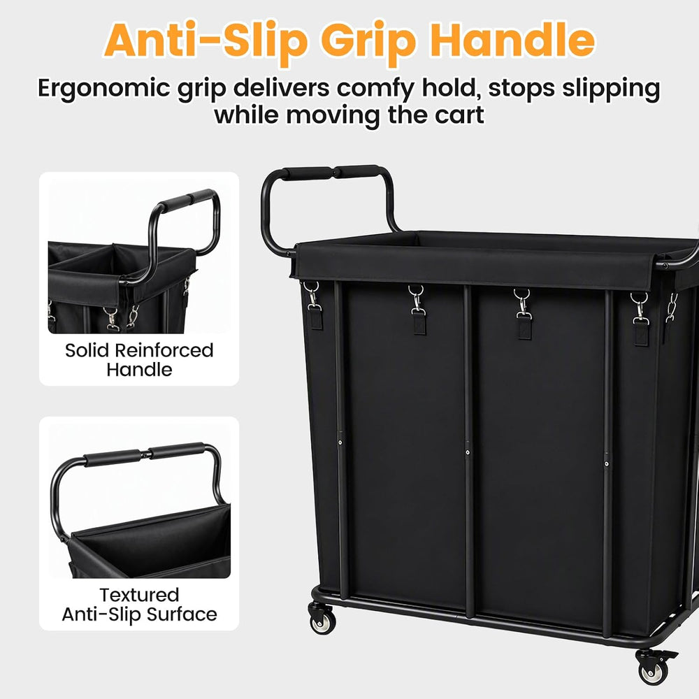 360L Laundry Hamper Cart with Wheels, Large Detachable Clothes Basket 