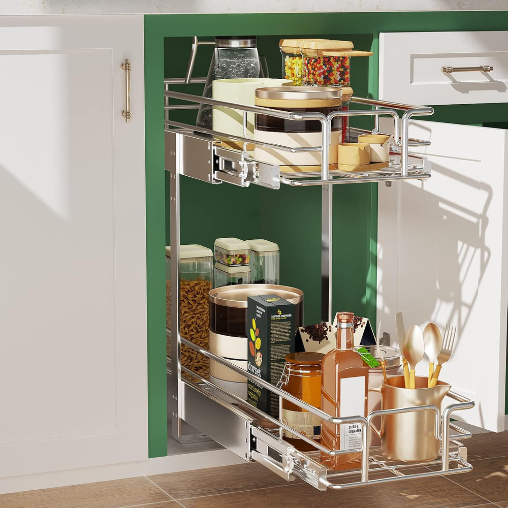 LOVMOR 2 Tier 5½" W x 21½" D, Individual Pull Organizer Kitchen Cab...