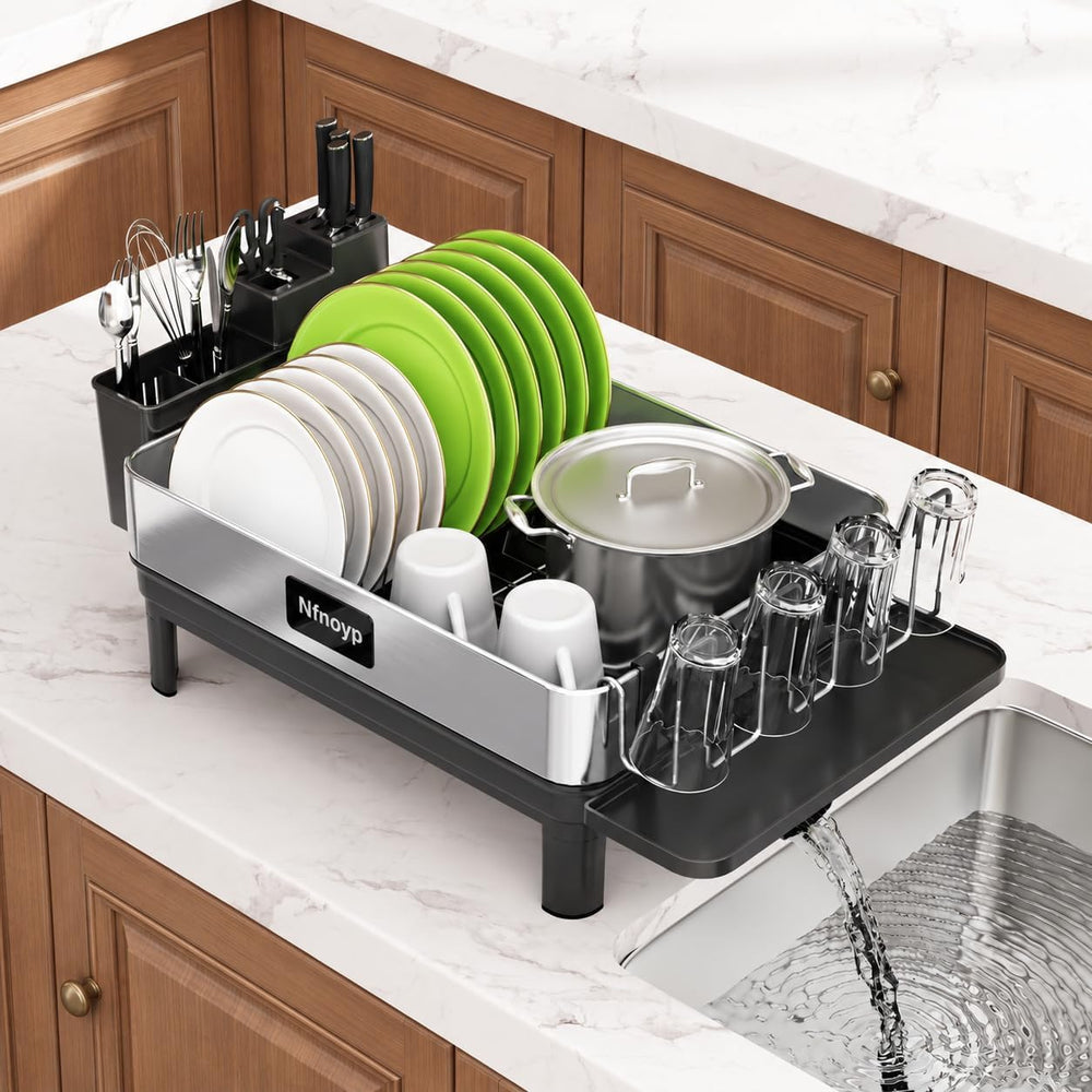 304 Stainless Steel Dish Drying Rack for Kitchen Counter, Black