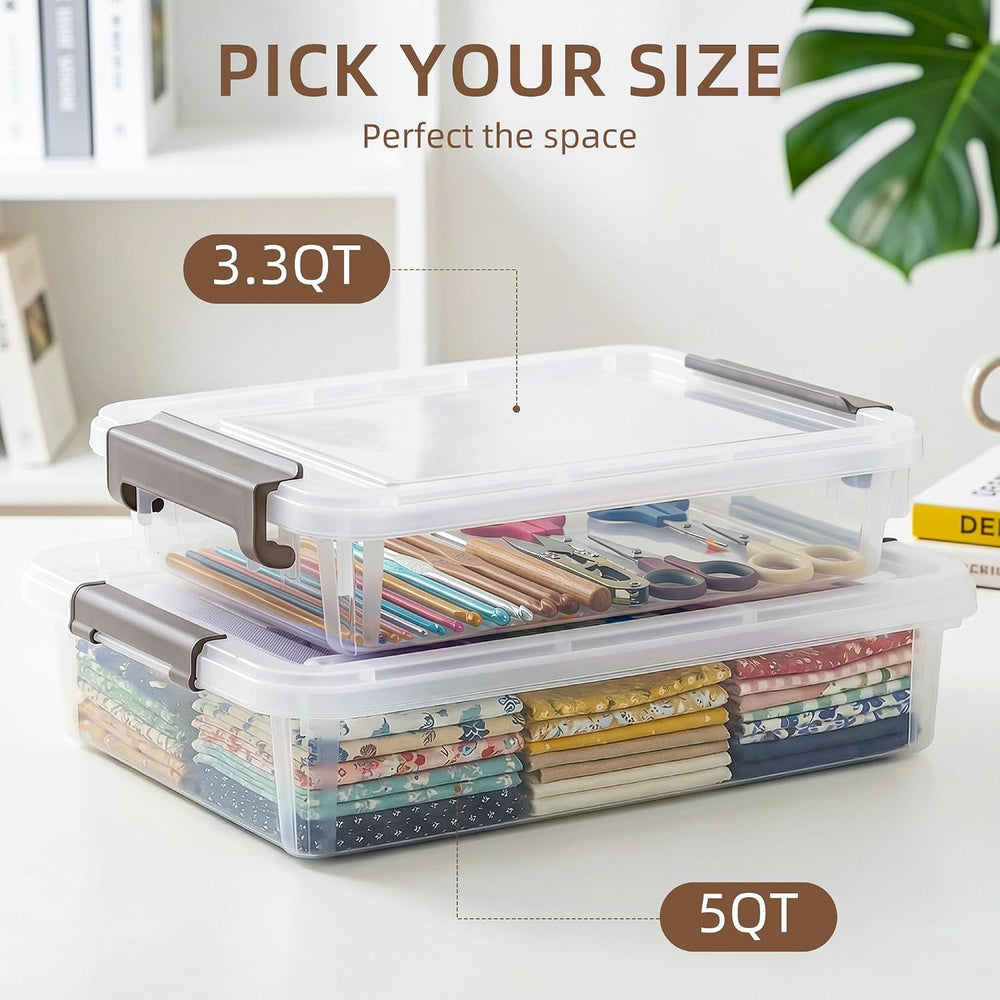 Citylife 3PC Storage Bins with Lids, Stackable Plastic Box, Paper Storage