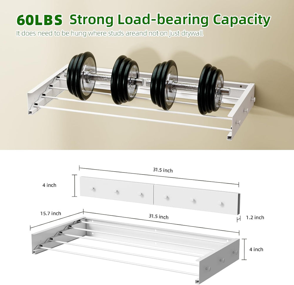 BAKON Wall Mounted Drying Rack 32'', Hidden Clothes Drying Rack for I...