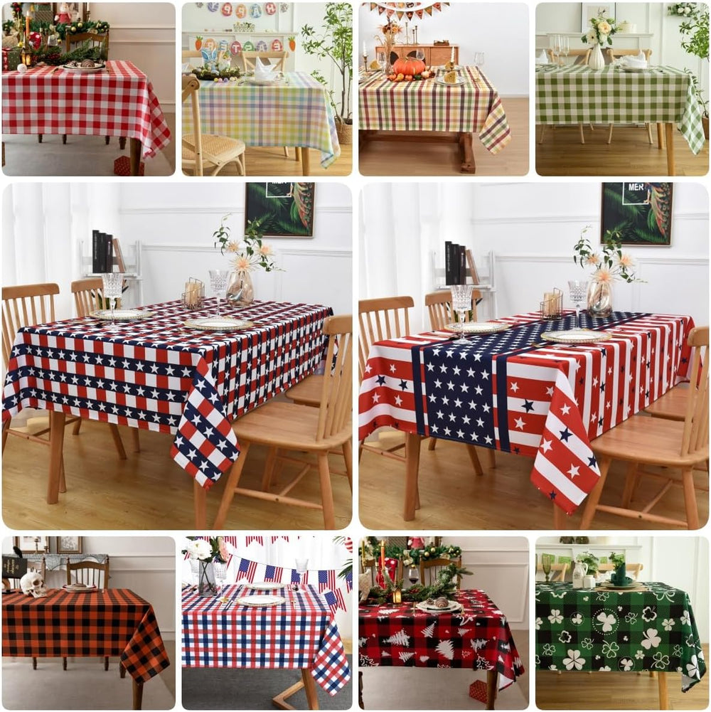 Classic Gingham Buffalo Tablecloth Fabric - Oblong 58x144 Inch Water Proof Ch...