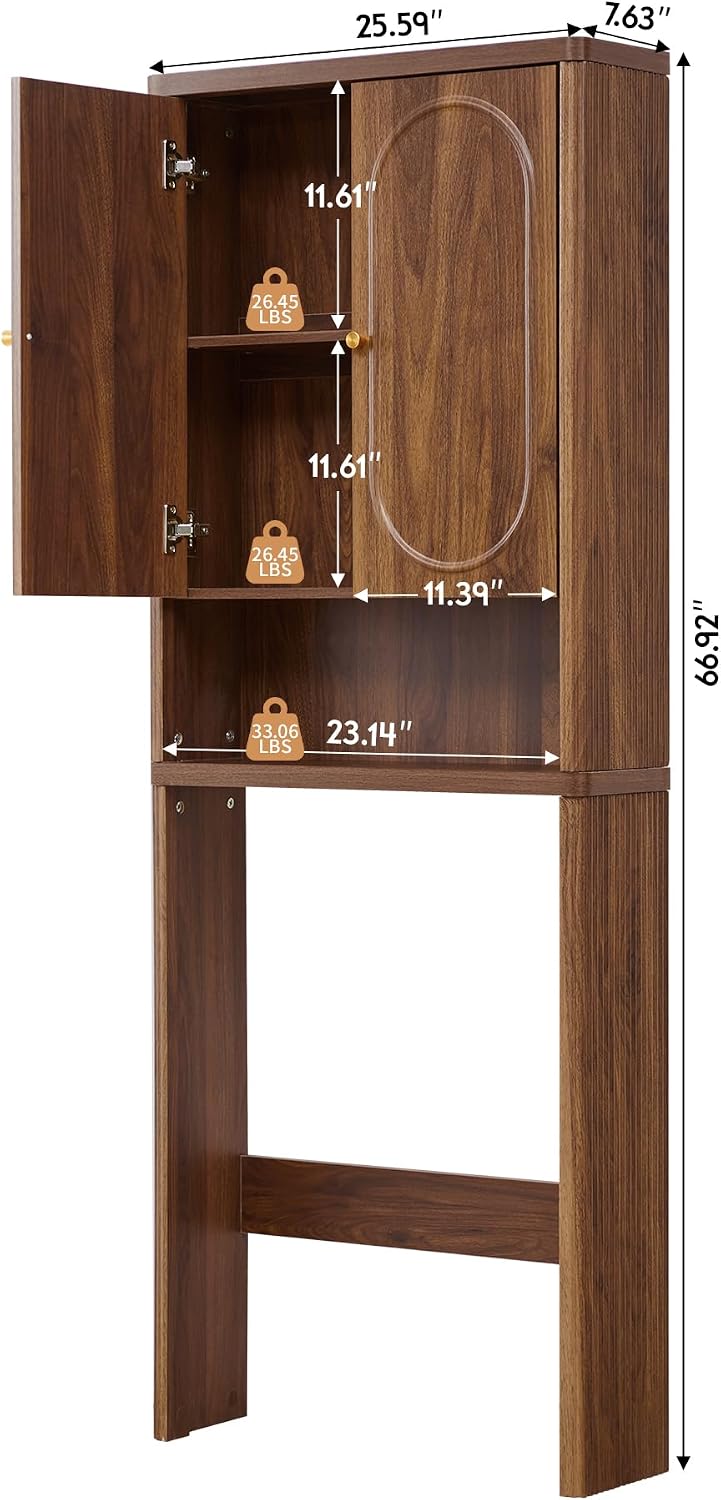 Fluted Over The Toilet Storage Cabinet, Bathroom Toilet Storage Cabinet with ...