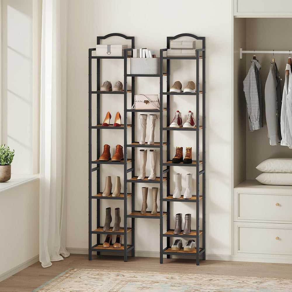 YATINEY 12-Tier Tall Shoe Rack, Vertical Shoe Organizer for Small Spaces, Woo...