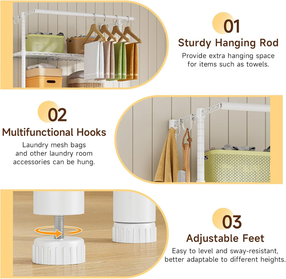 ONBRILL 3 Tiers Expandable Over Washer and Dryer Shelves, White