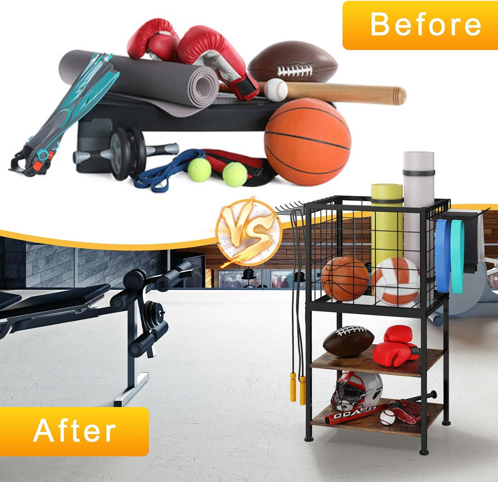 NORCEESAN Home Gym Storage Exercise Equipment Organizer for Home