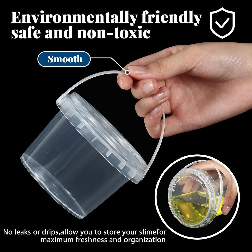 Maxcheck 300 Pcs 10oz Plastic Bucket with Lids and Handles Bulk, Clear