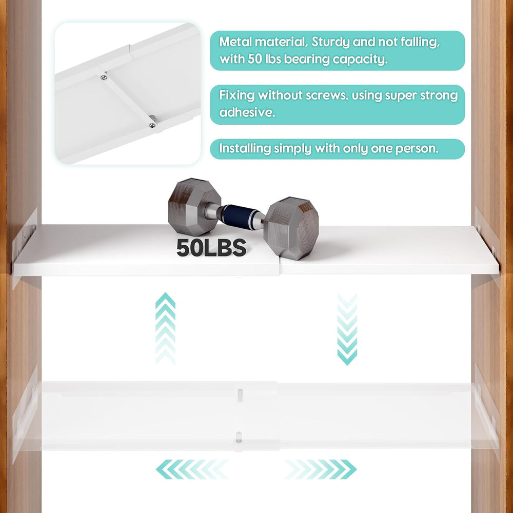 2Pcs Adjustable Closet Shelves Organizer, 17"~31.5''L x 7.87'...