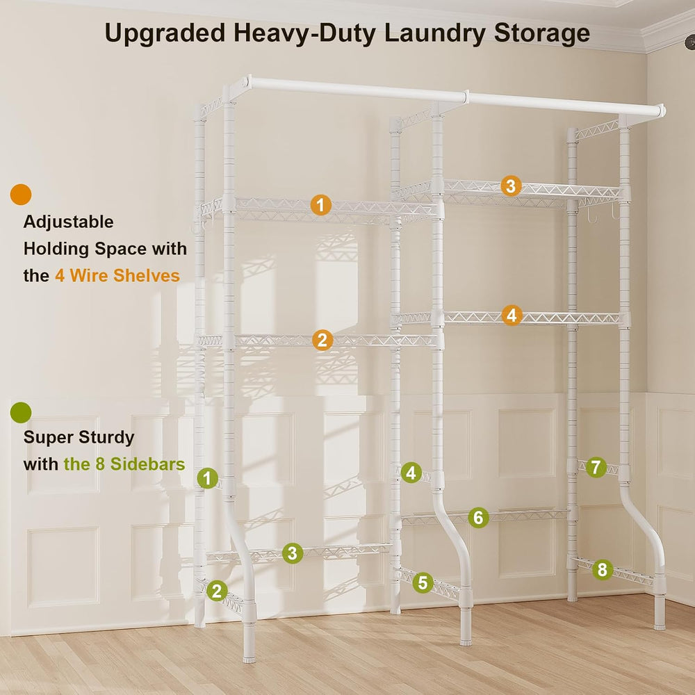 ULIFHOME U14 Medium Over the Washer and Dryer Shelves, 4 Tiers Laundry Room S...