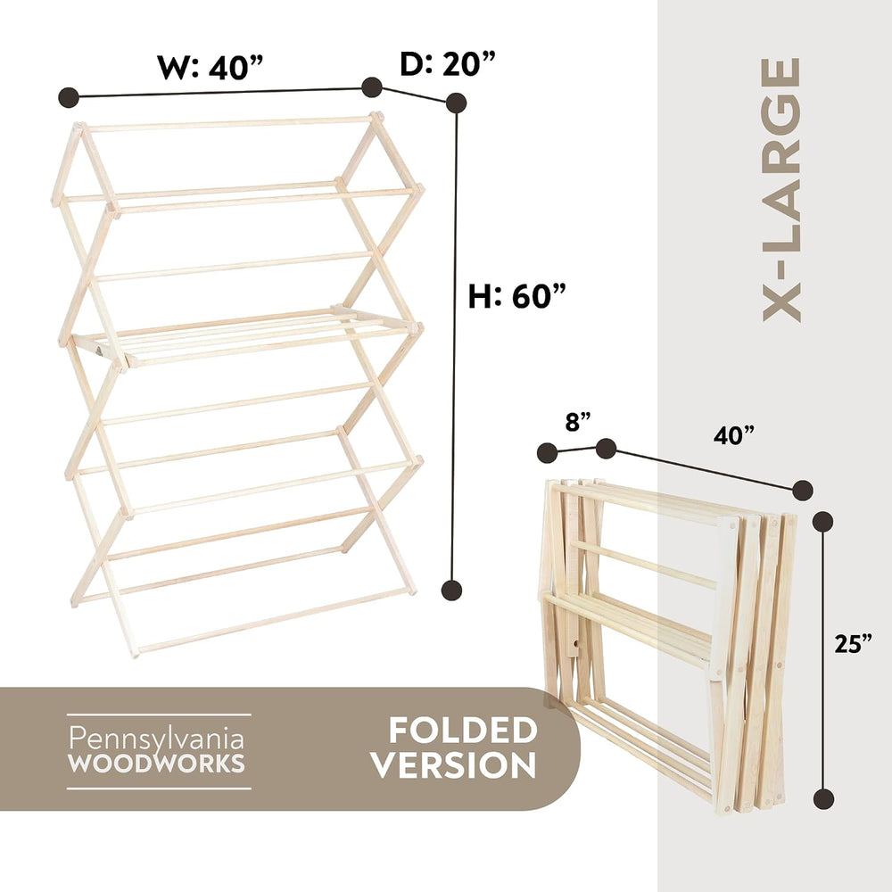 Pennsylvania Woodworks Clothes Drying Rack: Solid Maple Hardwood Laundry Rack...