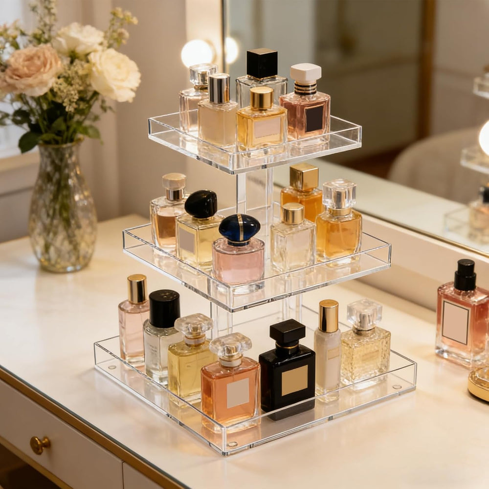 3-Tier Perfume Organizer, Clear Acrylic Display Cosmetic Storage Organizer, 3...