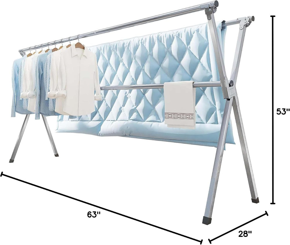 Vikaqi Clothes Drying Rack 63 Inches Folding Indoor Outdoor, Drying Rack Clot...