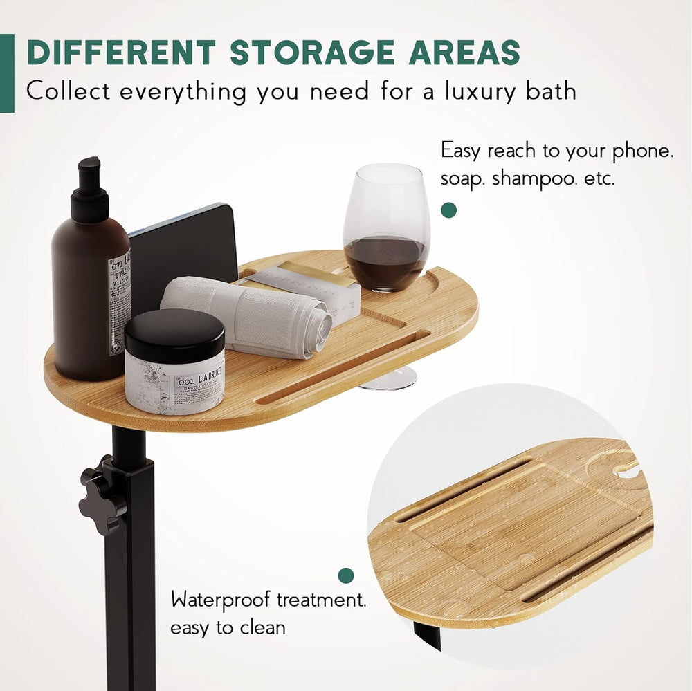 Bamboo Bath tub Tray Table with Adjustable Height