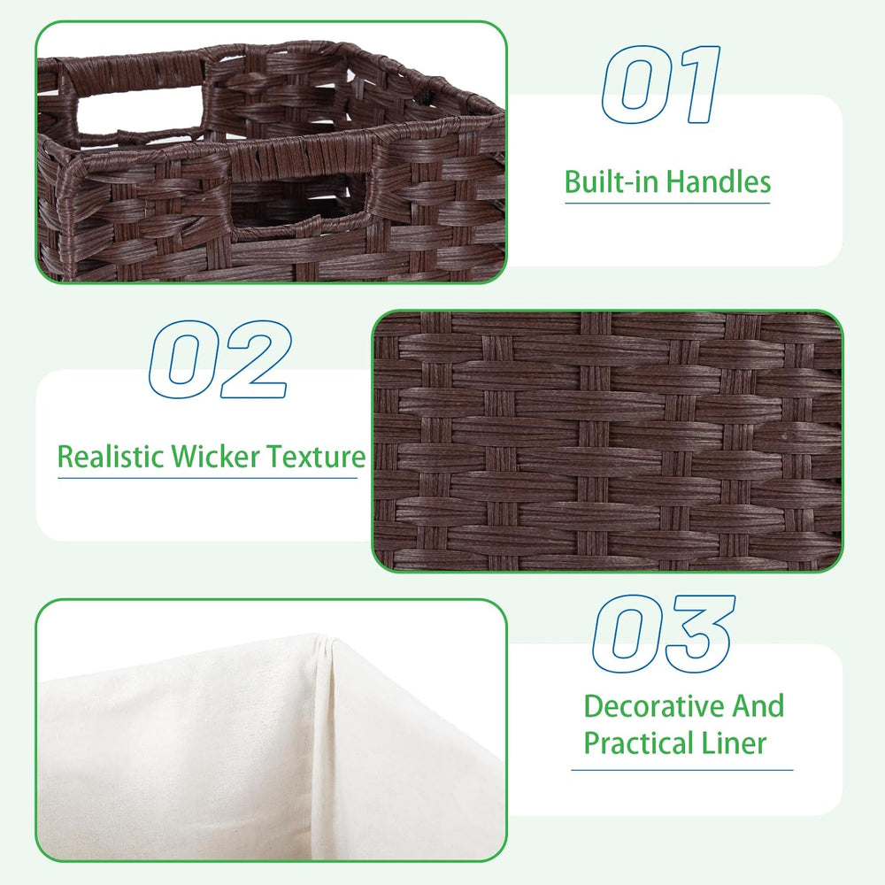 Bidtakay Wicker Storage Baskets with Liners 11x11 Storage Cube Bins for Organ...
