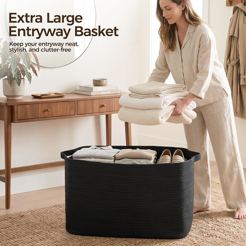 OIASKET 118L Extra Large Blanket Basket, 24.8" x 17.7" x 17.2"...