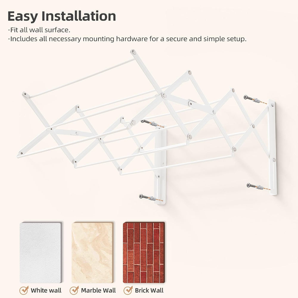 STORAGE MANIAC Wall Mounted Clothes Drying Rack Foldable Laundry Rack