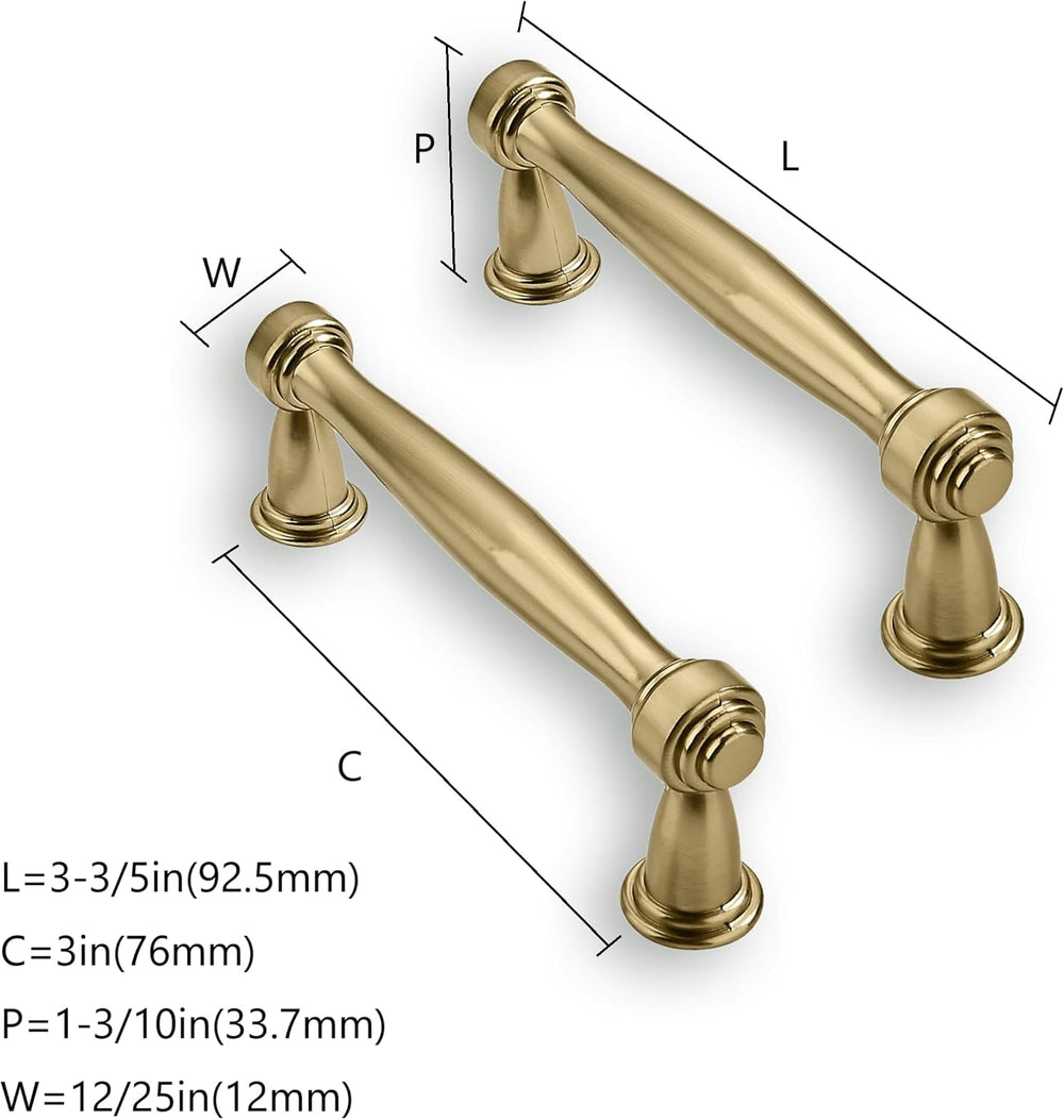 Solid Heavy-Duty 10 Pack 3 Inch Hole Center Champagne Bronze Cabinet pulls Ch...