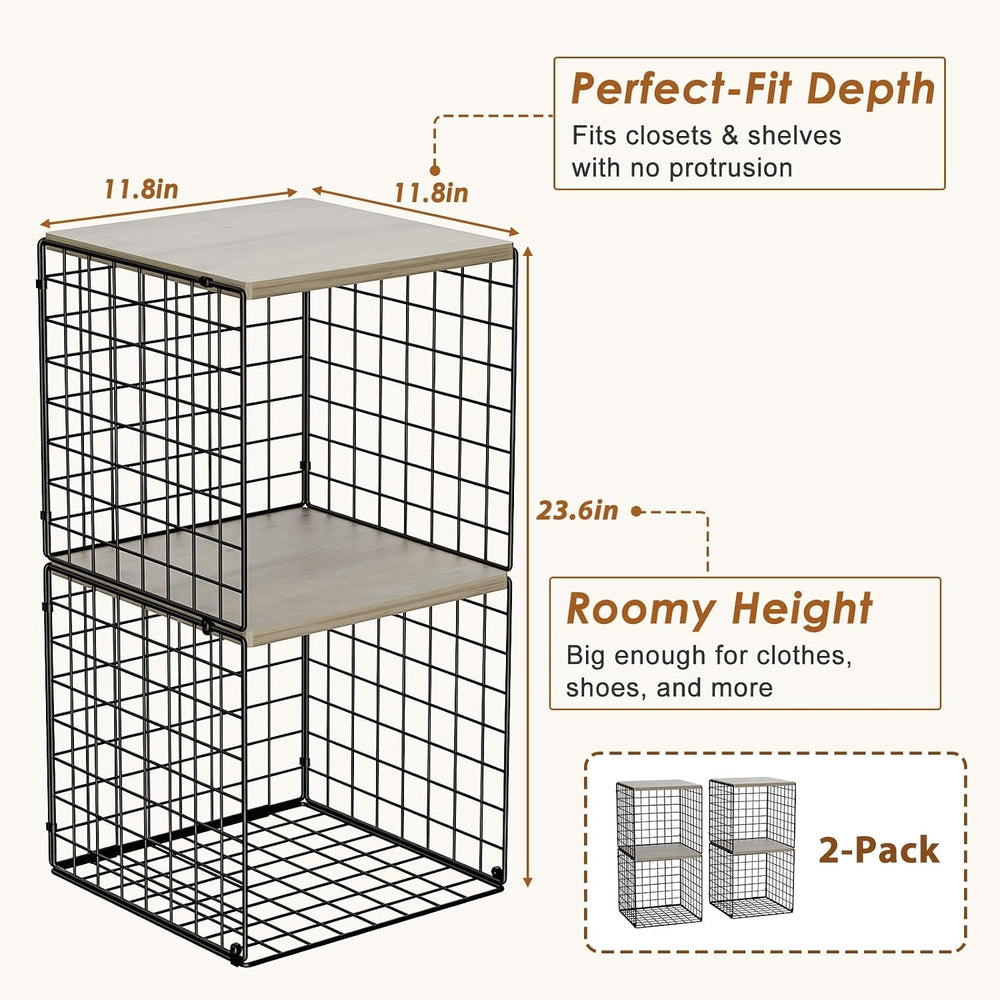 4-Tier Stackable Closet Organizers and Storage, Clothing Cube Shelves