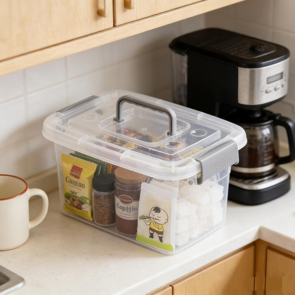 6-Pack Home Storage Bins, Plastic Container, Clear