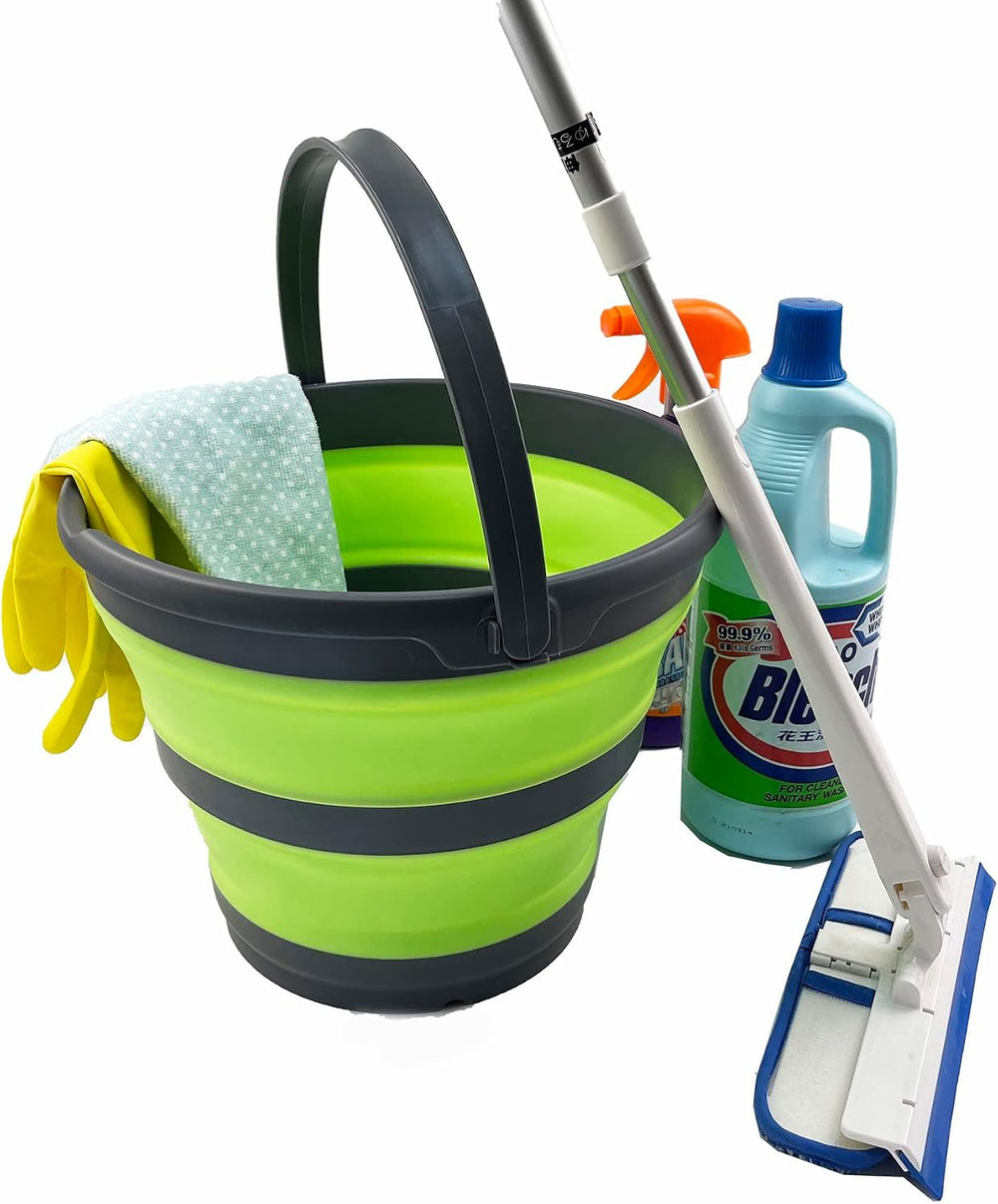 SAMMART Collapsible Bucket Set (5.5L (1.4 Gallon) + 10L (2.6 Gallon)) (Grass ...