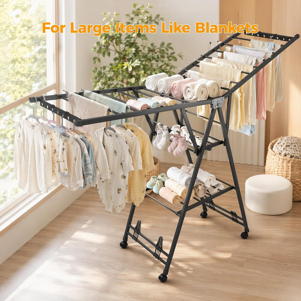 Standing Clothes Rack, Foldable, 3-Tier Drying Hanger