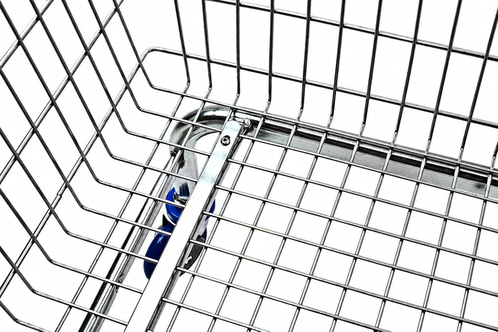 Laundry Cart Chrome Coated with Double Pole Rack, 2.5-Bu (Red or Blue Trim) (...
