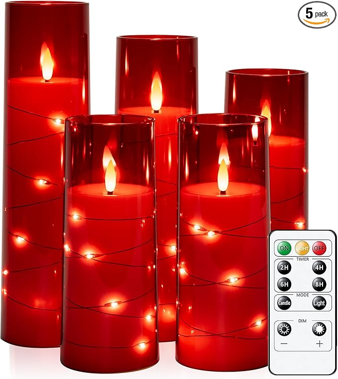 Raycare Flameless Candle with Remote Timer – 5 Flickering Acrylic Battery Ope...