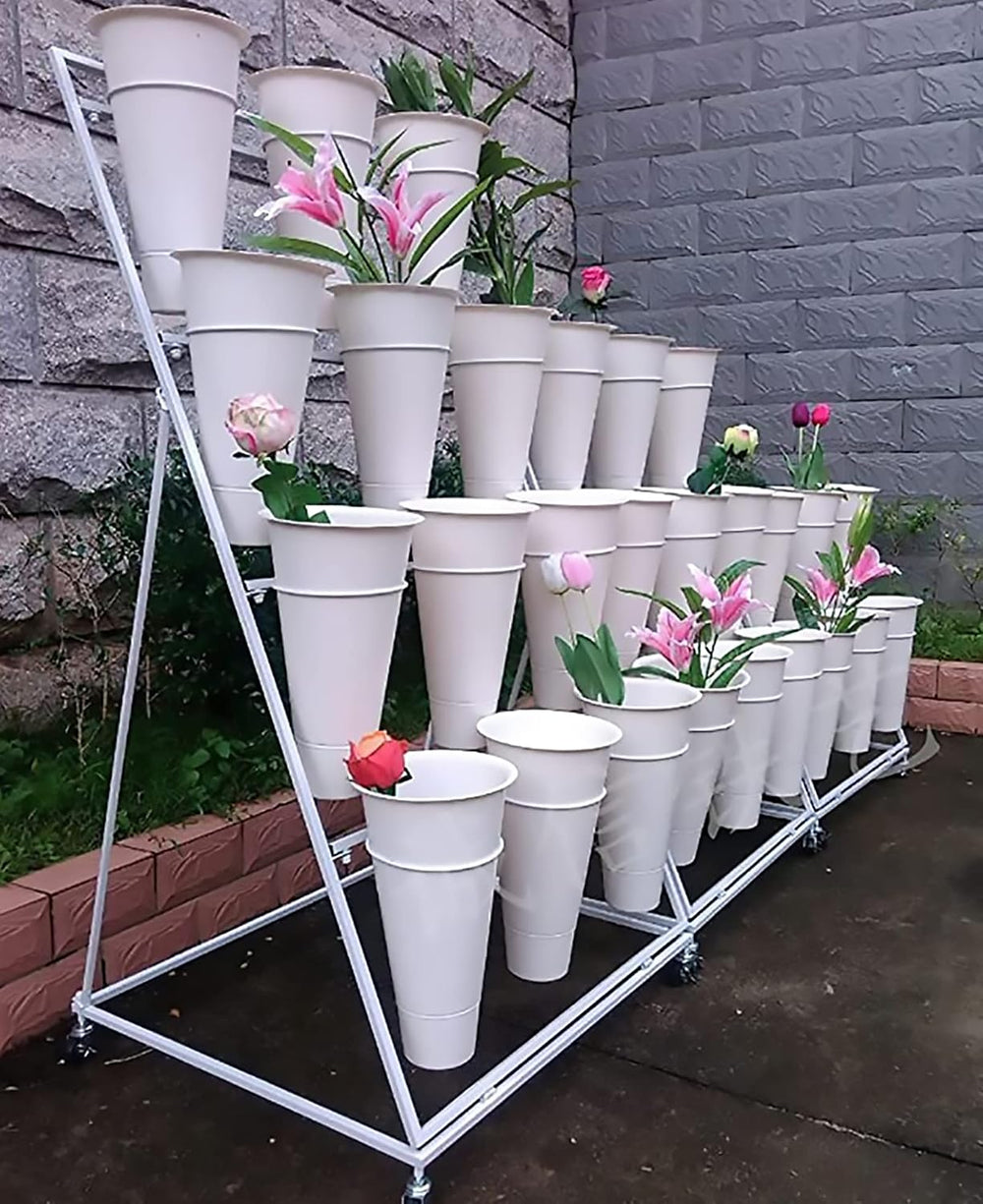 Flower Display Stand, 3 Layers Heavy Duty Moving Plant Cart Shelf With Wheels...