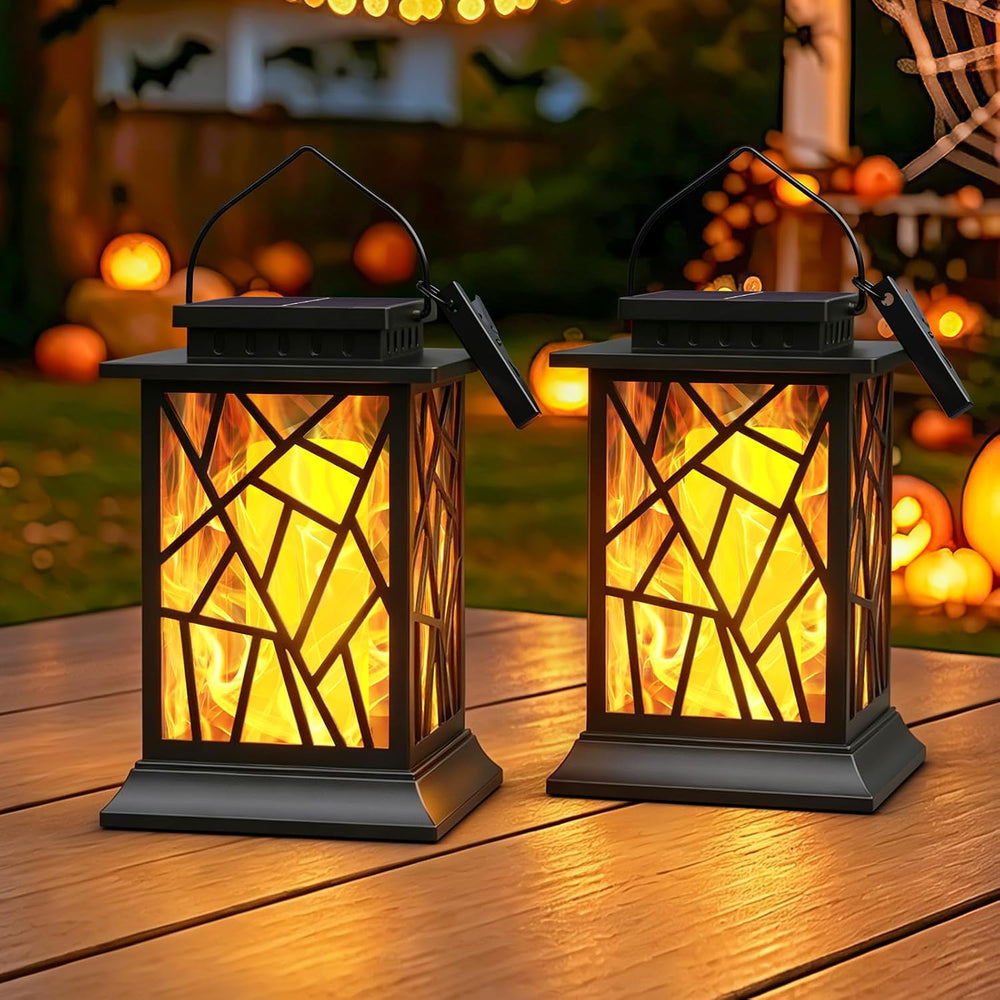 Solar Lanterns Outdoor Waterproof, Flickering Flame Hanging Solar Lights