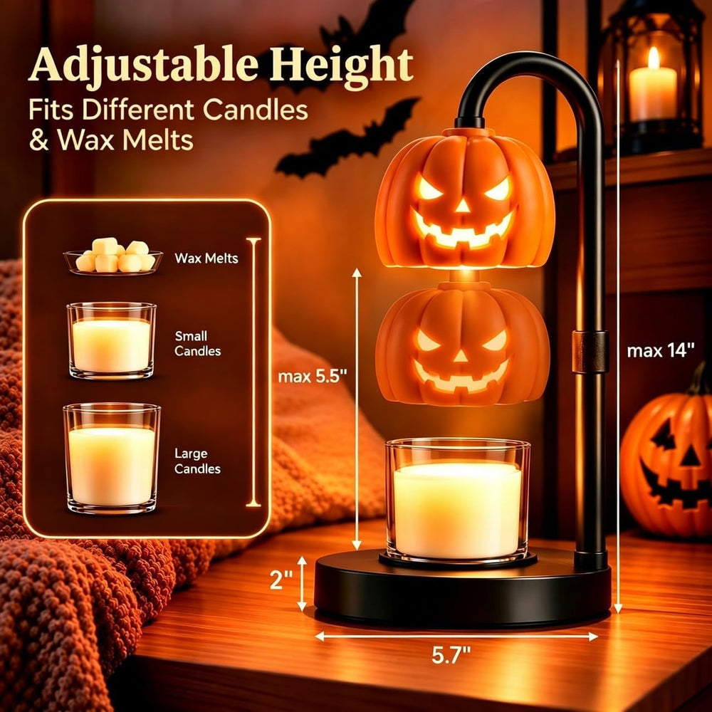 Pumpkin Halloween Candle Warmer Lamp,Spooky Gothic Home Decor with Timer &...