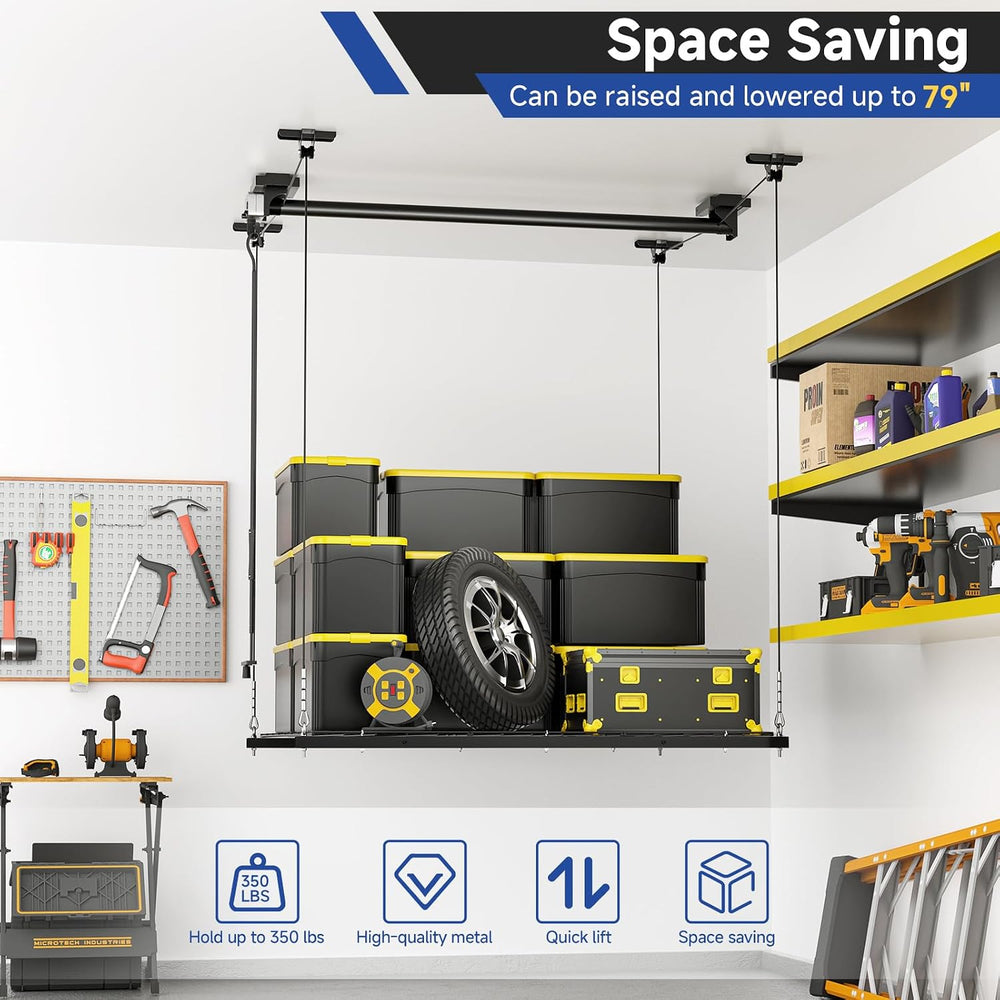 GADFISH Garage Ceiling Lift Storage Rack, Easy Lifting 85" Height 4x4 Ft...