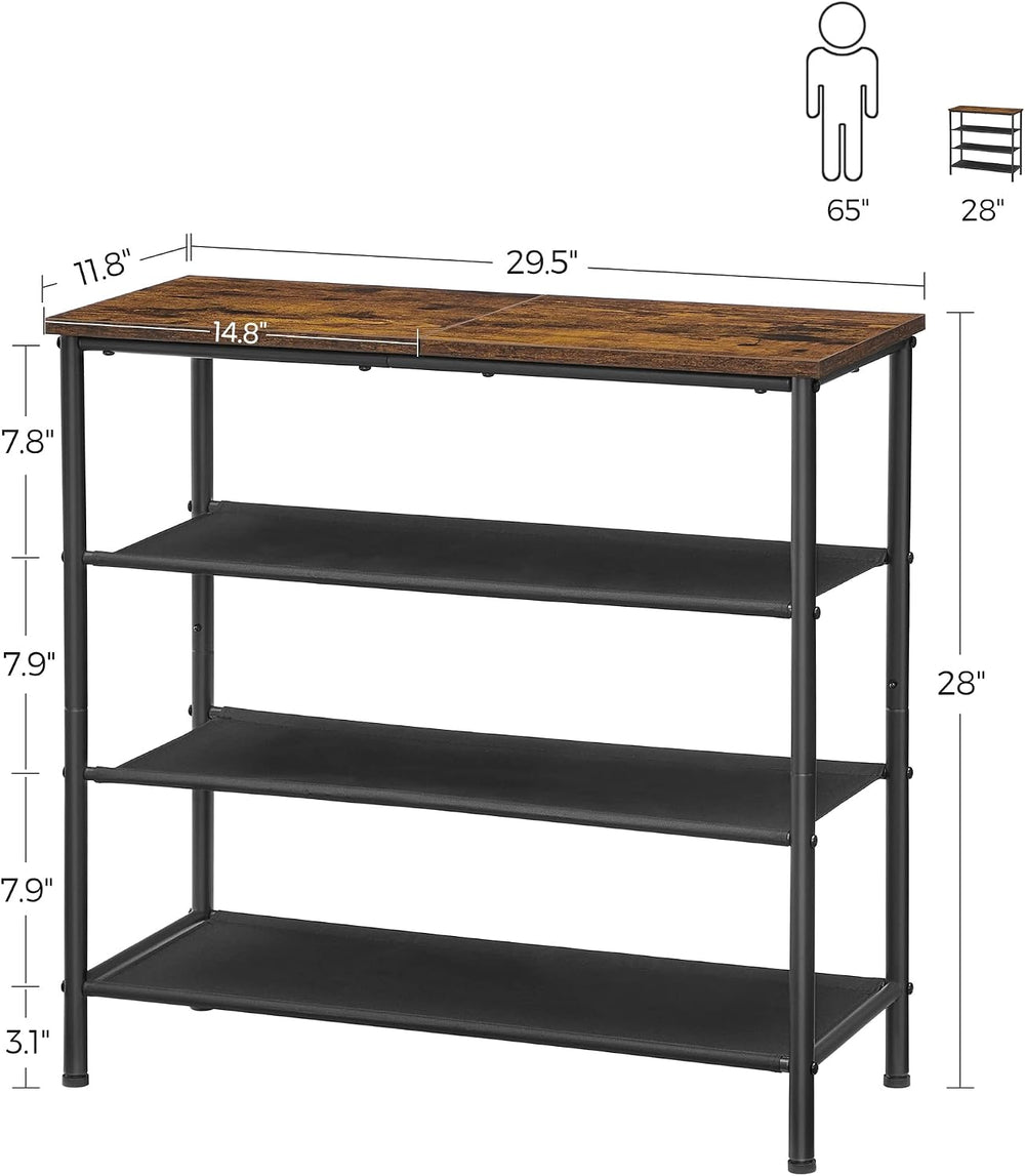 VASAGLE 4-Tier Shoe Rack, 9-12 Pairs, Steel Frame