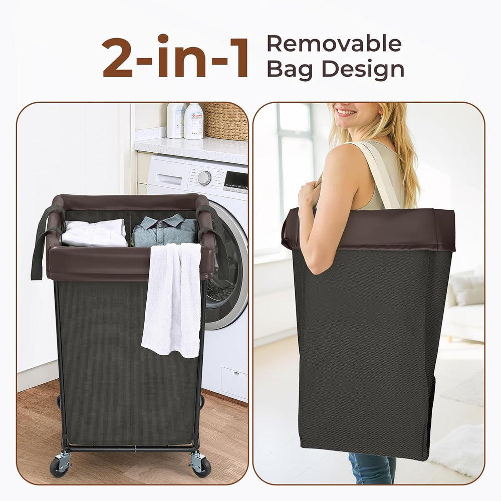 Rolling Laundry Basket with Wheels, 160L Rolling Laundry Hamper with Wheels