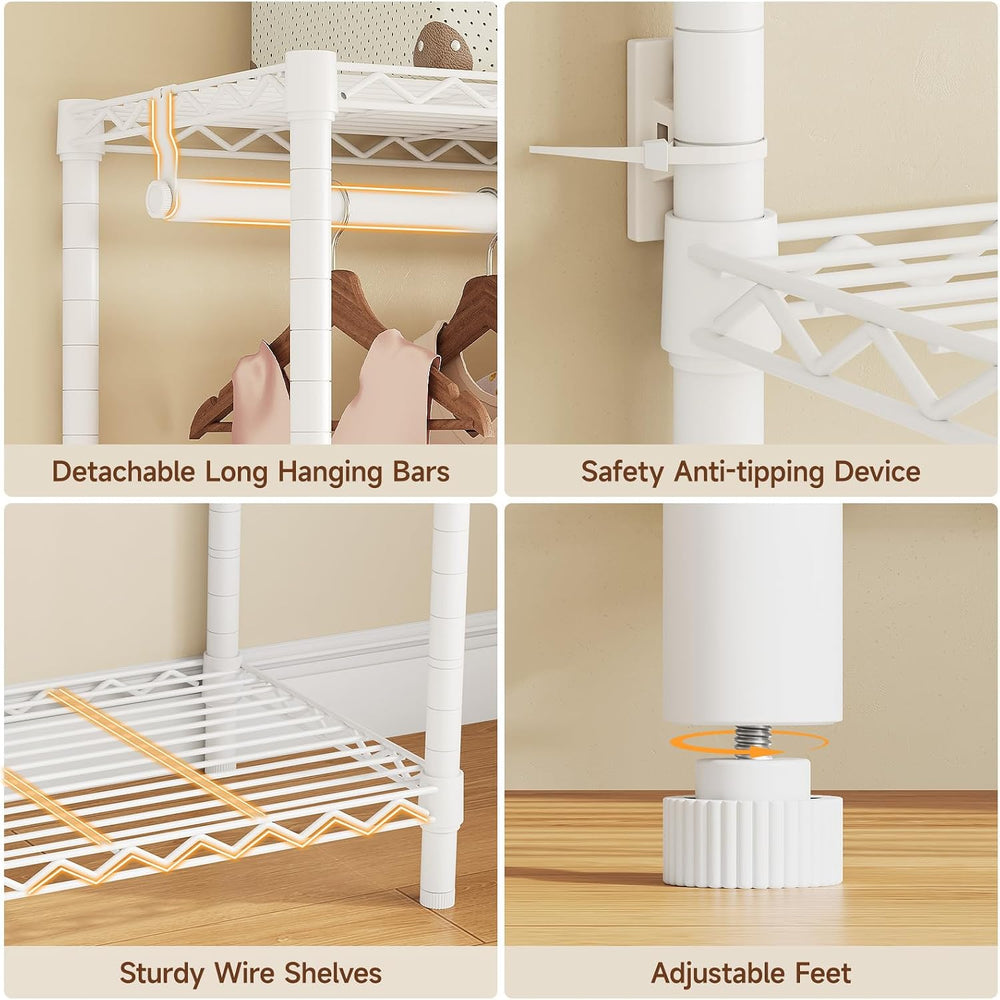 F5 Heavy Duty Clothes Rack Freestanding Modular Closet System White