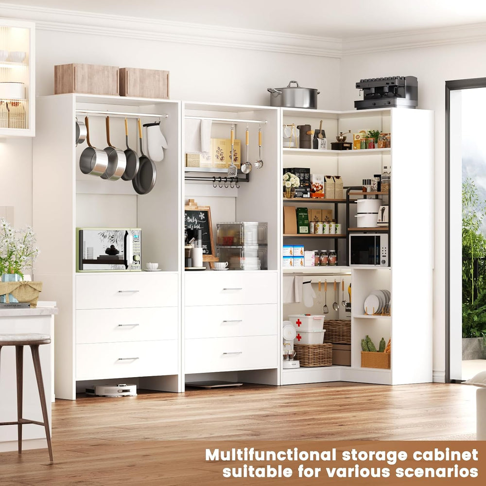 Aheaplus Closet System with 6 Drawers, 4 Hanging Rods & Corner Tower, Cor...