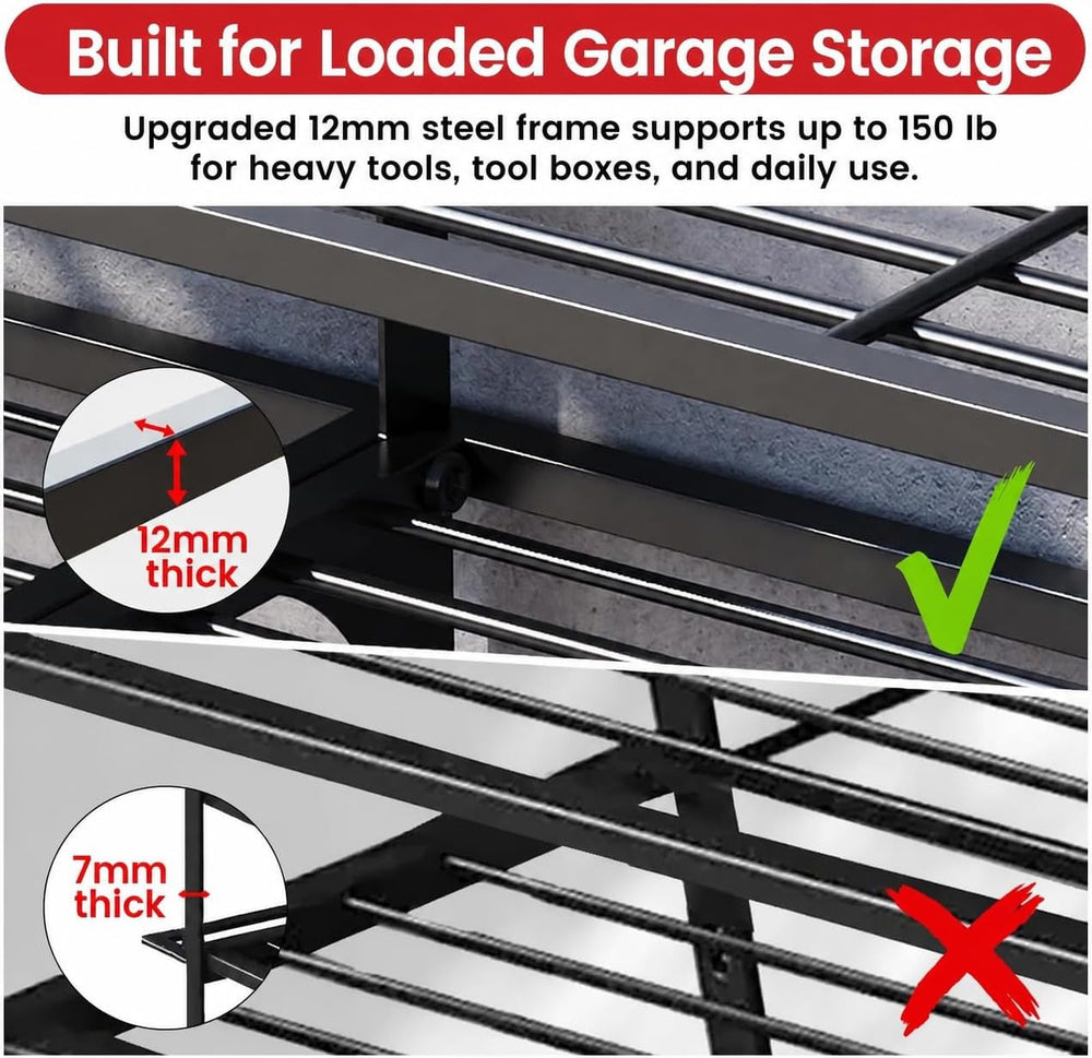53" Power Tool Organizer Wall Mount with Power Strip, 4 Layers