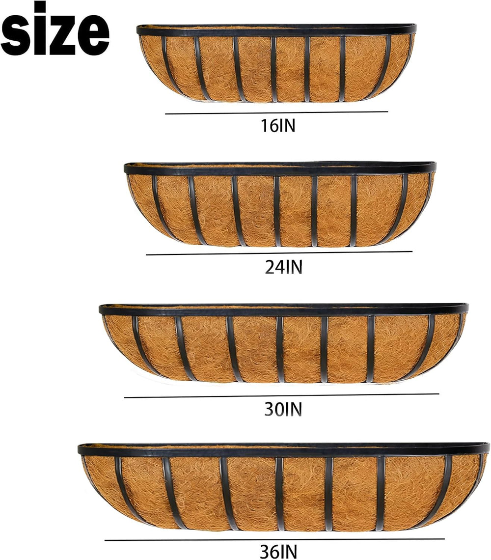 2 Pcs 24“ Railing Planter Window Box Deck Railing Planter Boxes with Coco Lin...