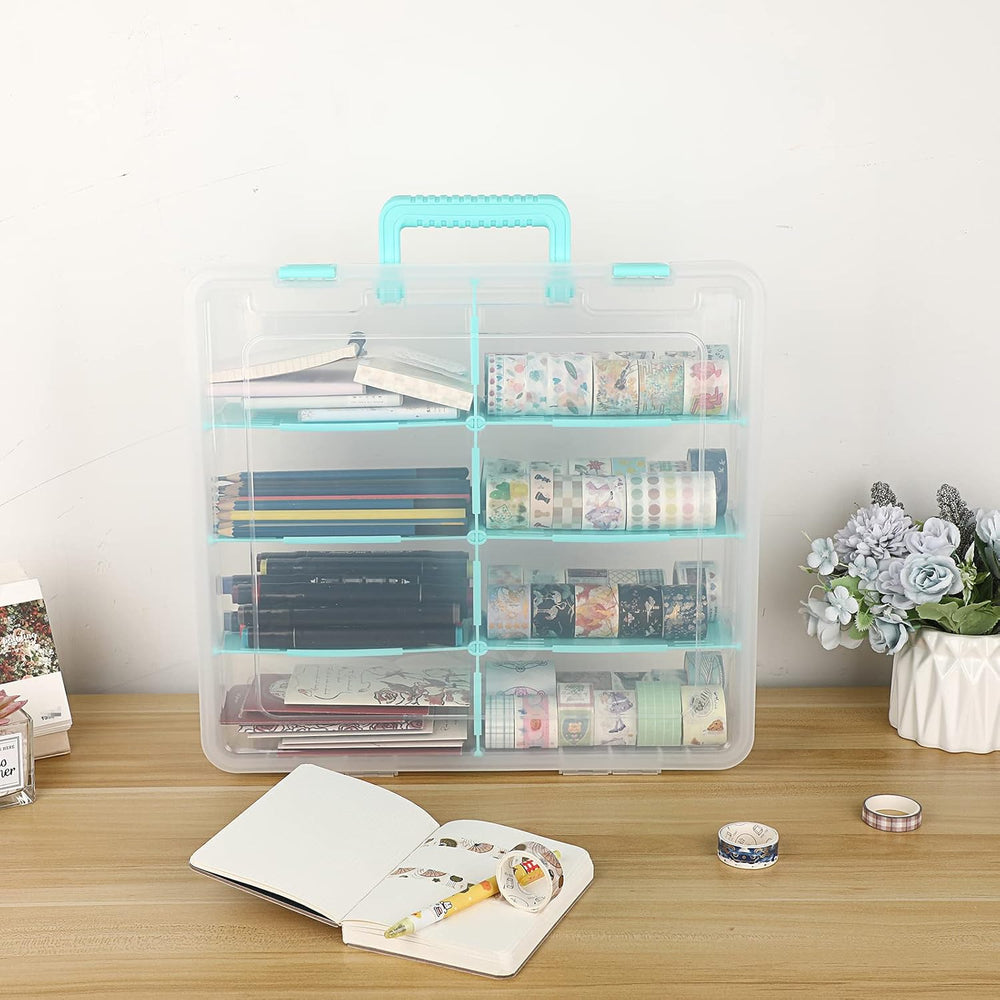 BTSKY Clear Plastic Dividing Storage Box with 8 Compartments Sewing Box
