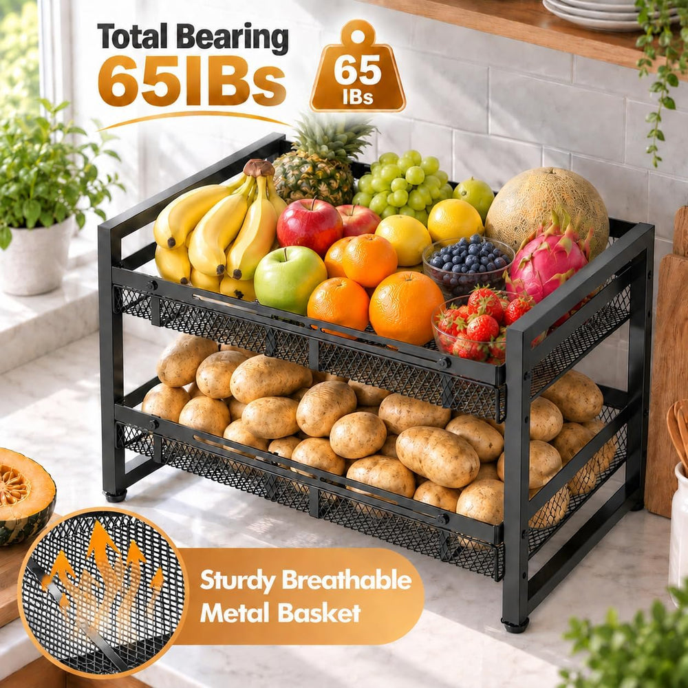 Upgrade 2-Tier Expandable Rolling Pantry Storage Cart with Wheels Tilt‑Mode
