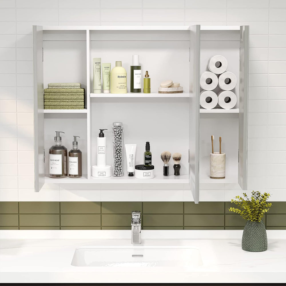 Medicine Cabinets Bathroom Mirror Cabinet with 3 Door 31.5x23.6 Inch Bathroom...