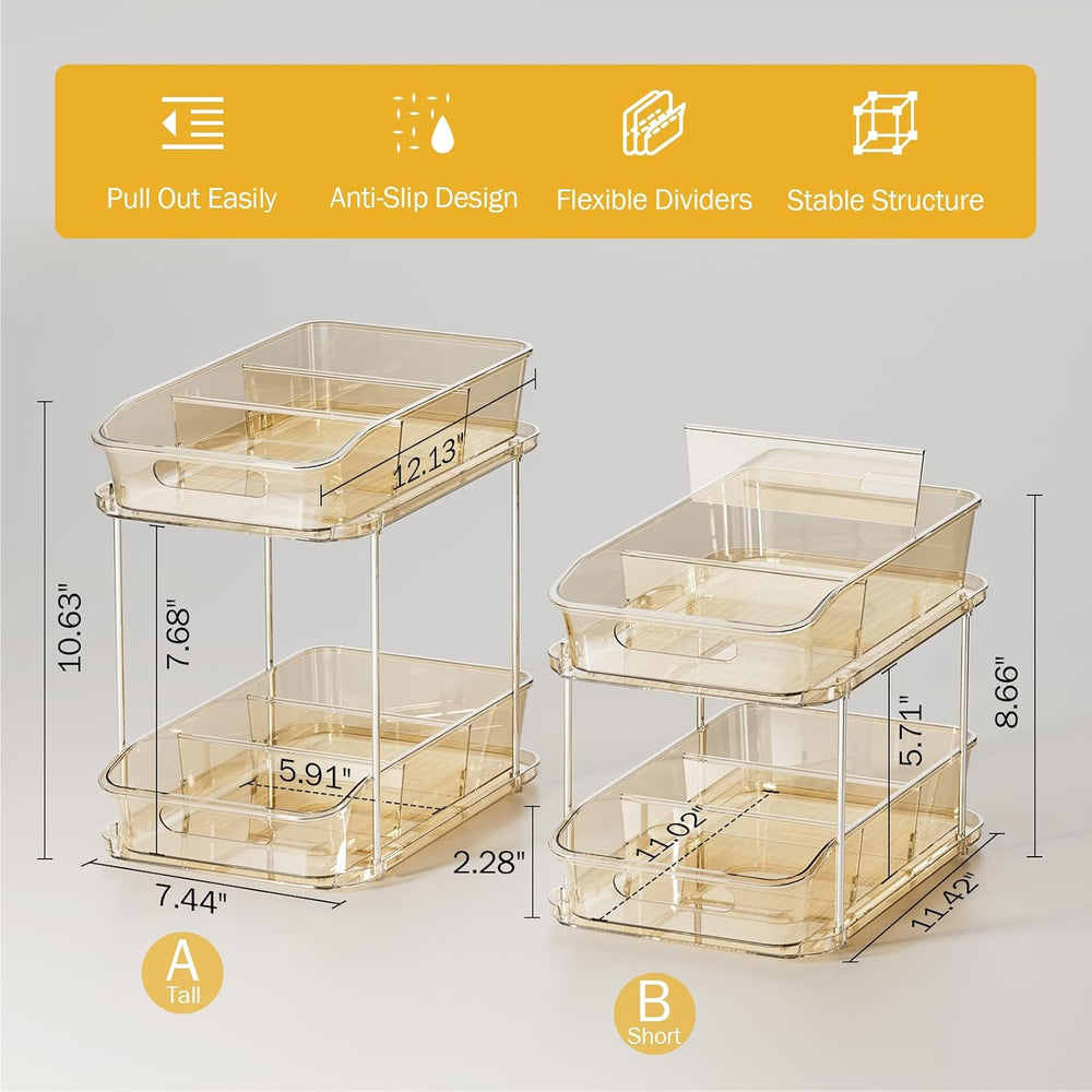 Delamu 2-Tier Under Sink Organizers and Storage, Multi-Purpose Stackable Bath...