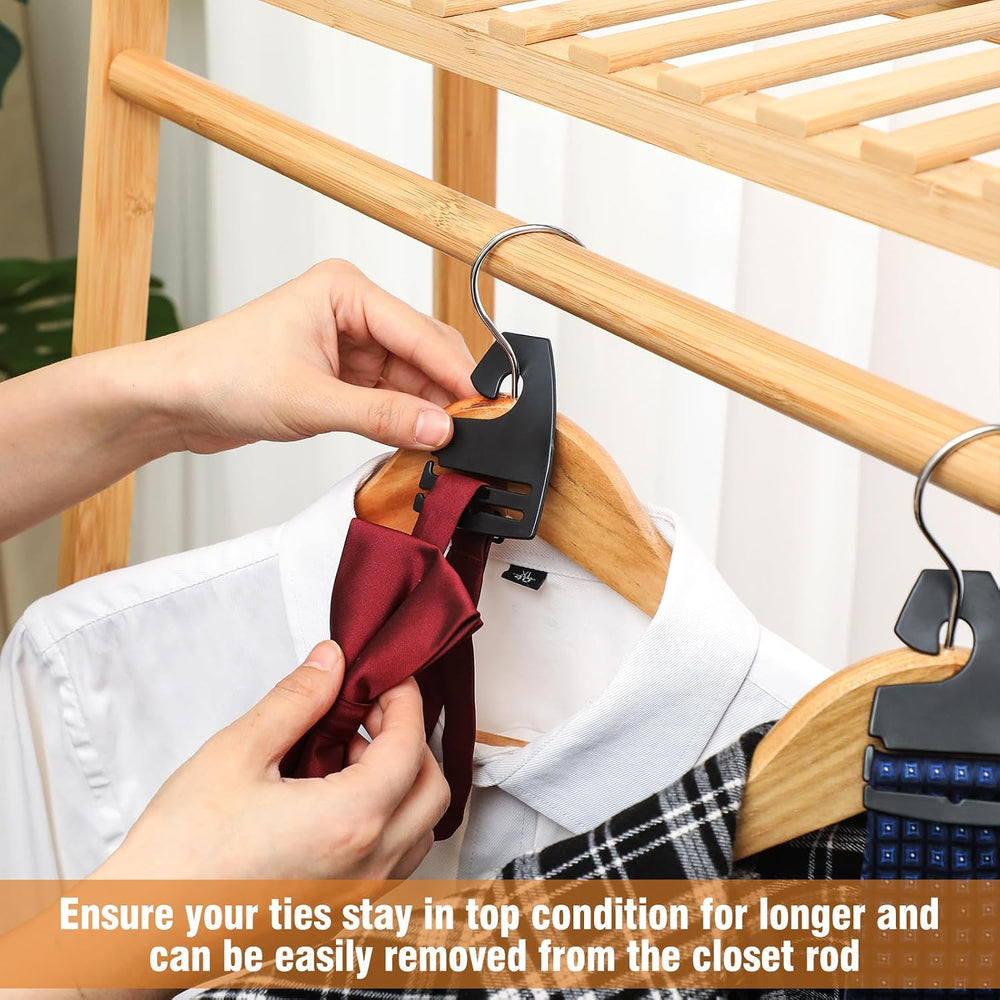 200 Pcs Tie Hangers, Plastic Neck Tie Holders for Display, Black Necktie Hook...