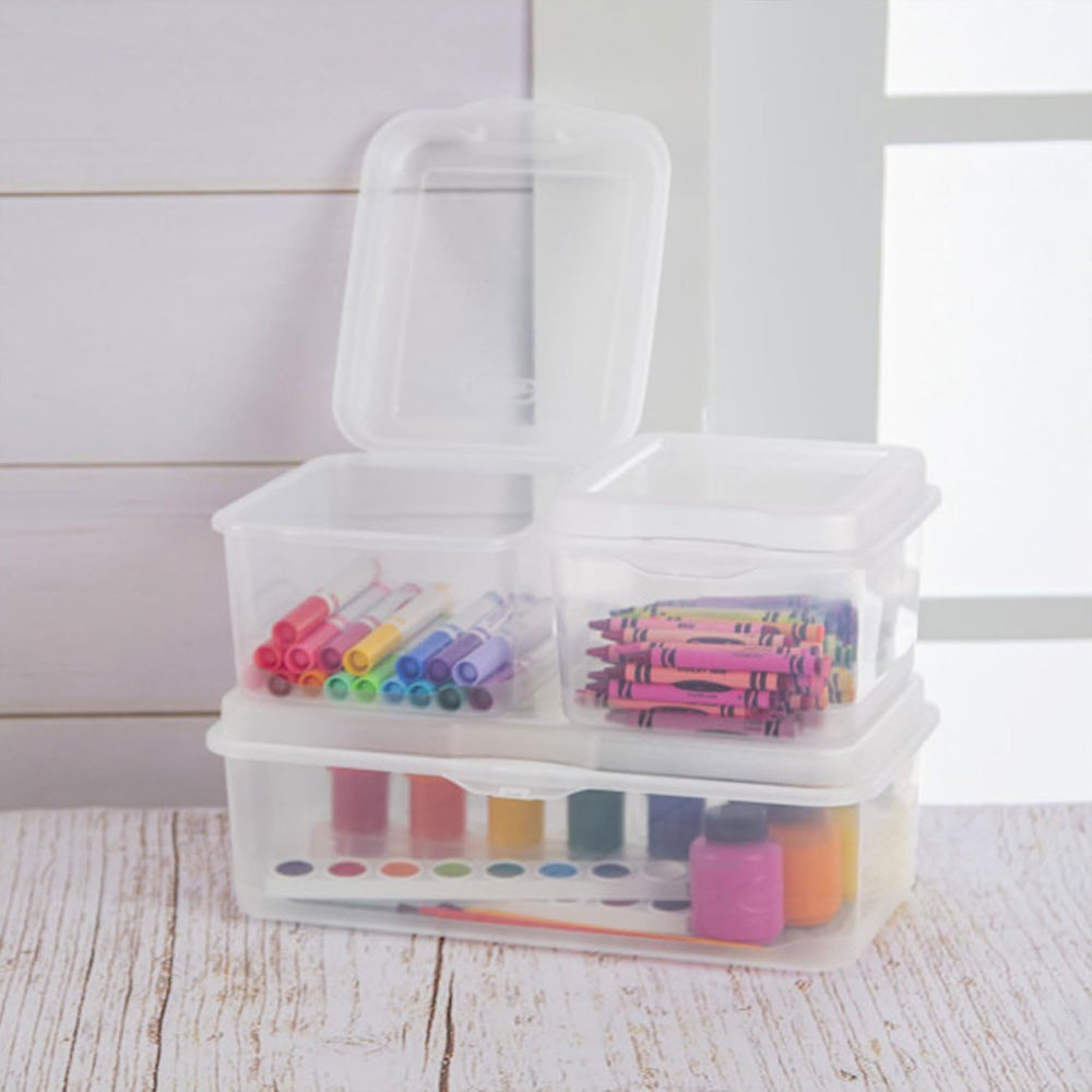 Sterilite Rectangular Large FlipTop, Clear Plastic Storage Box, 6-Pack