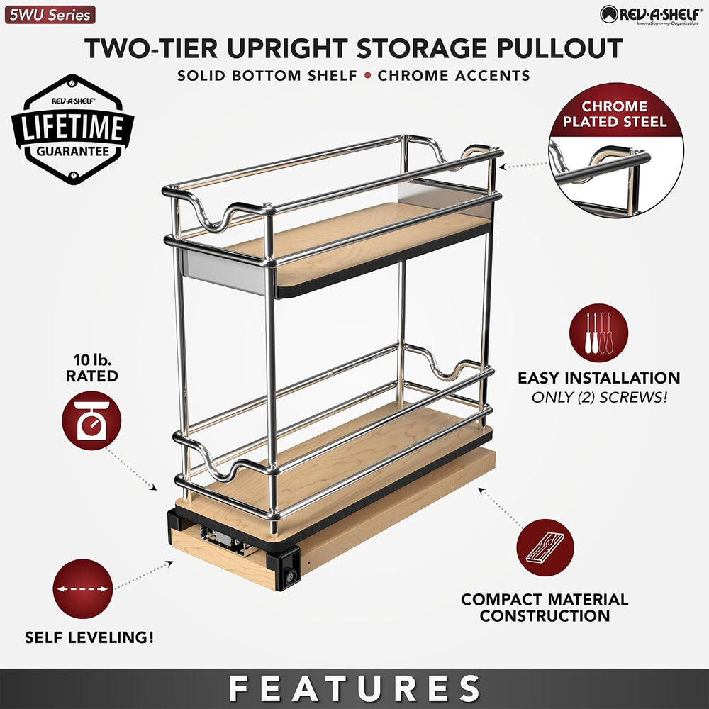 Rev-A-Shelf Narrow 5"W Pullout Upright Organizer for Cabinets