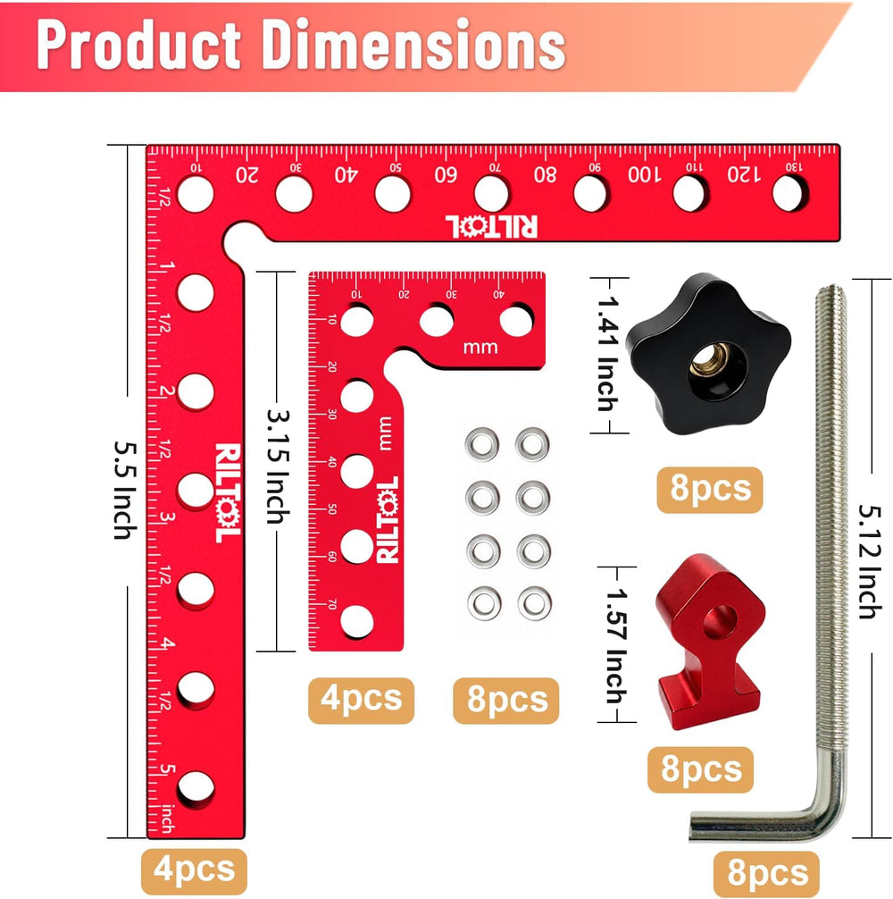 8Pcs Corner Clamps for Woodworking, 90 Degree Clamp Aluminum