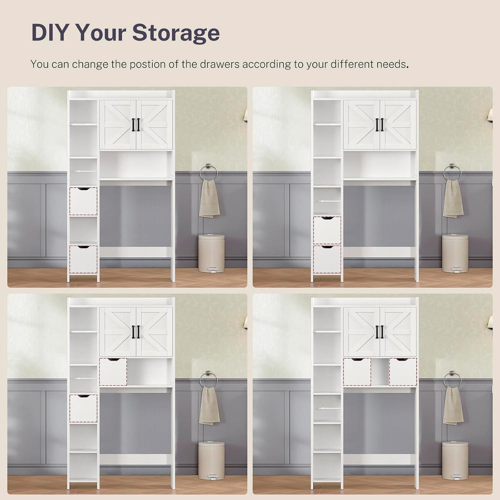 Over the Toilet Storage Cabinet with 2 Removable Drawers, Above Toilet Storag...
