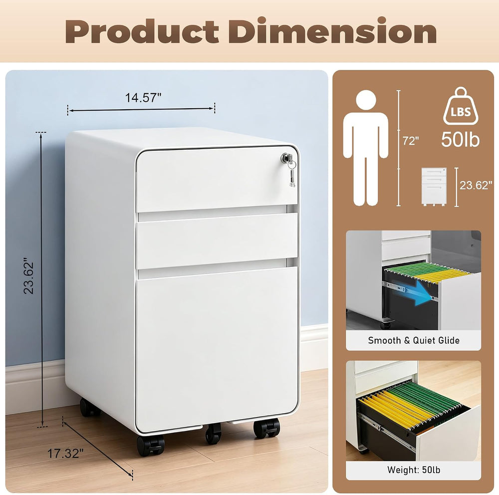 3 Drawer Mobile File Cabinets for Home Office