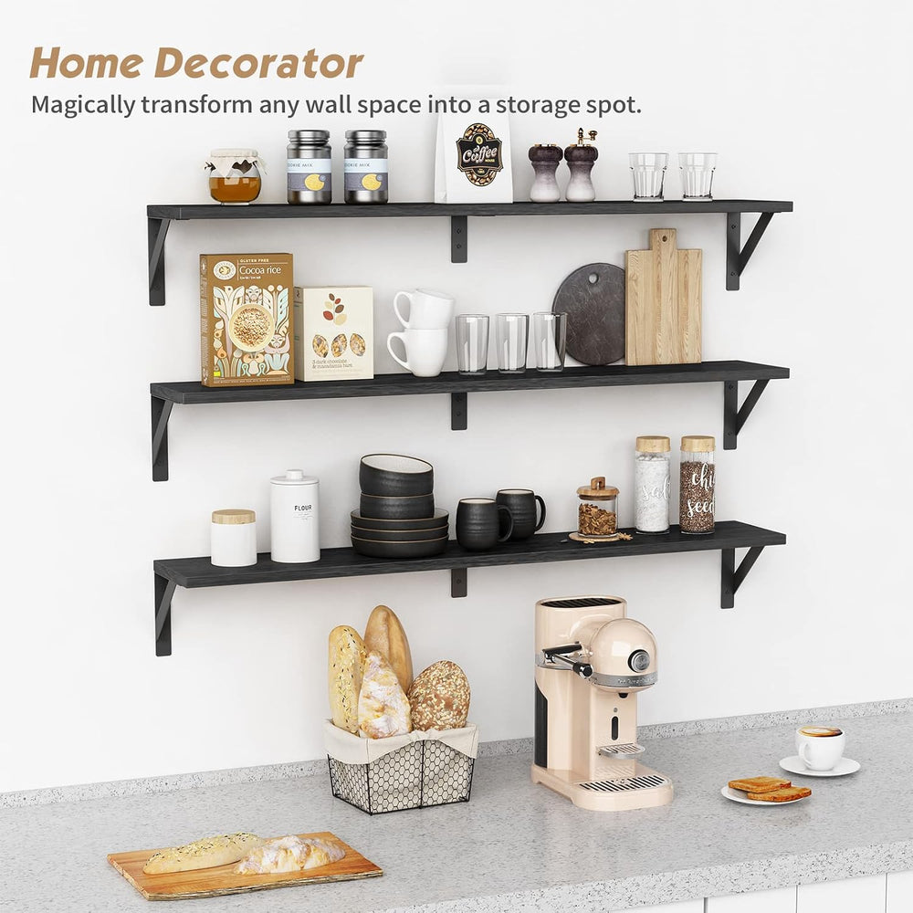 Forbena Floating Shelves 36 Inches Long 8 in Deep Set of 3, Large Wall Shelf ...