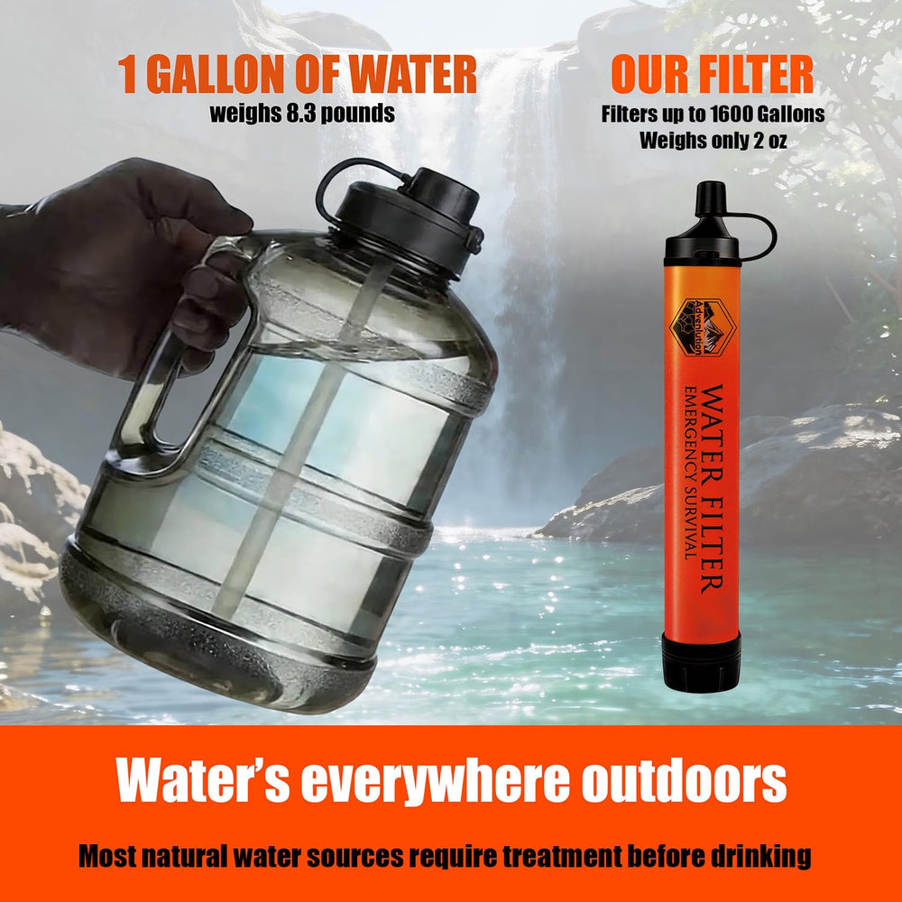 3-Pack Water Filter Straw with Emergency Whistle