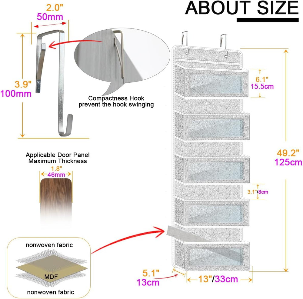 2 Pack 5-Shelf Hanging Shelves Over The Door Organizer Wall Mount Storage Bag...